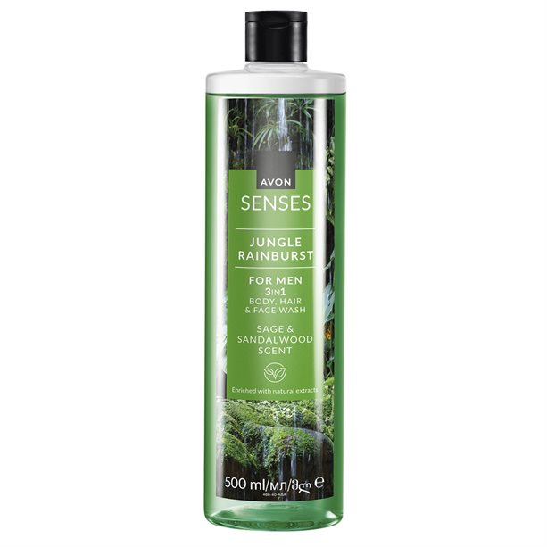 α1 SAO エナジードリンク&ジャンバー シノン スリーブ&プレイマット Senses Jungle Rainburst Hair & Body Wash 500ml - Avon South Africa